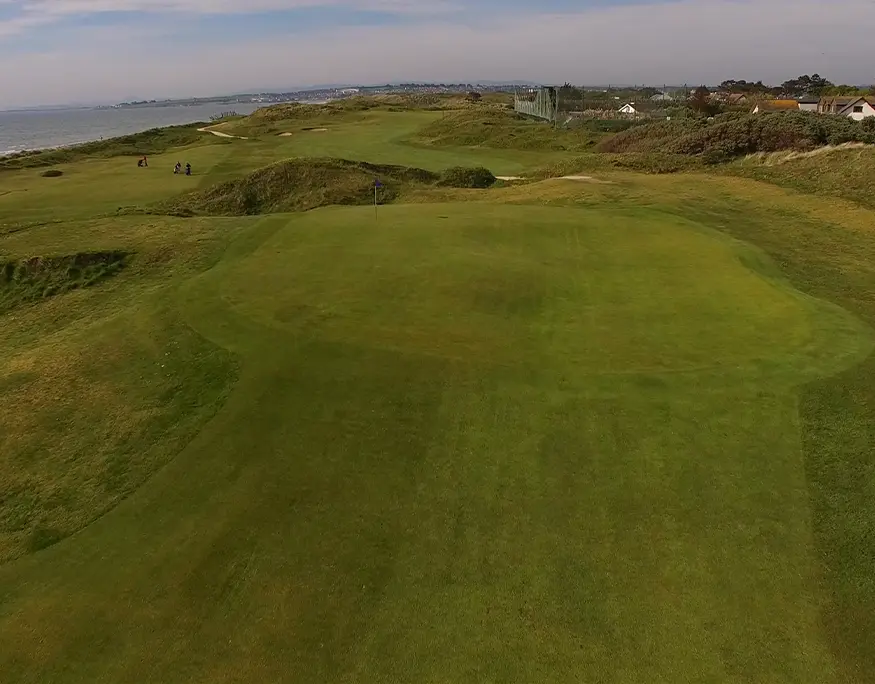 Aerial view from above the green on hill