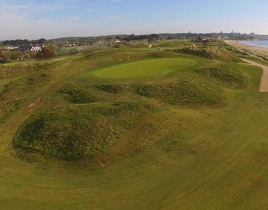 Golf green on top of hill